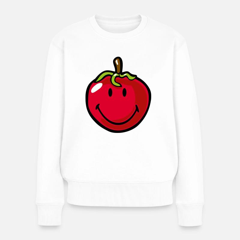 Smiley Tomato - Frauen Premium Bio Pullover - Weiß