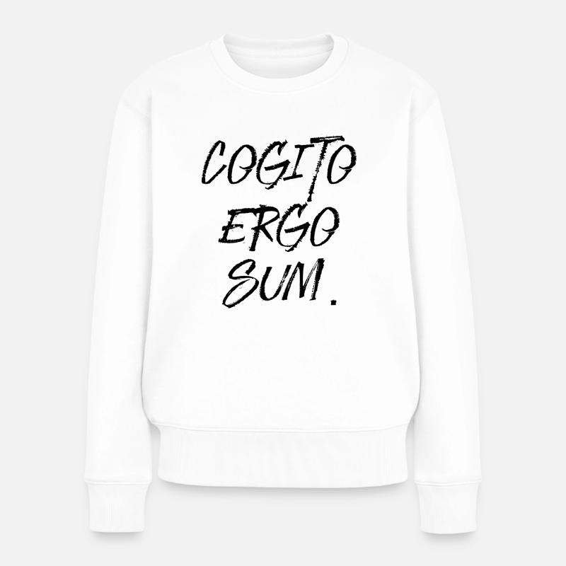 Ich denke also bin ich latein Sprache Schrift - Frauen Premium Bio Pullover - Weiß