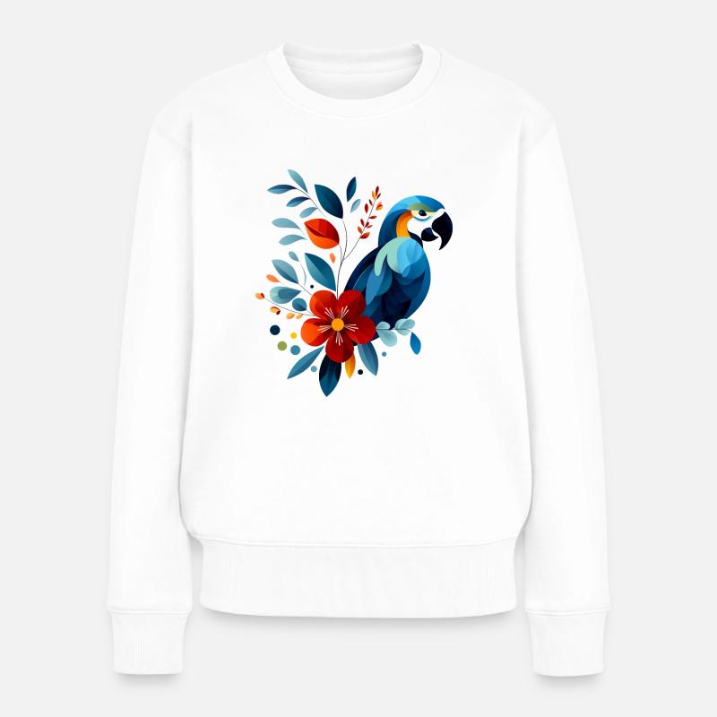 Floraler Papagei - Frauen Premium Bio Pullover - Weiß