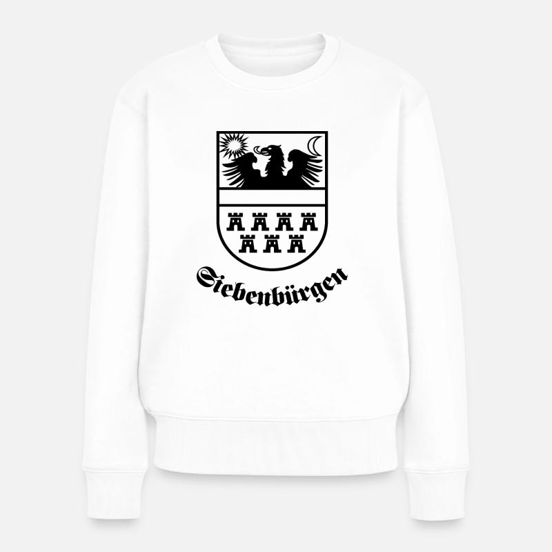 Siebenbürgen-Wappen "Siebenbürgen" sw - Frauen Premium Bio Pullover - Weiß