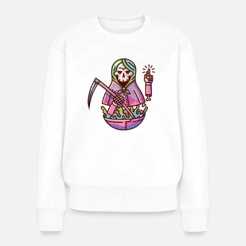 Eine Babuschka/ Matroschka mit Totenkopf und Gift - Frauen Premium Bio Pullover - Weiß