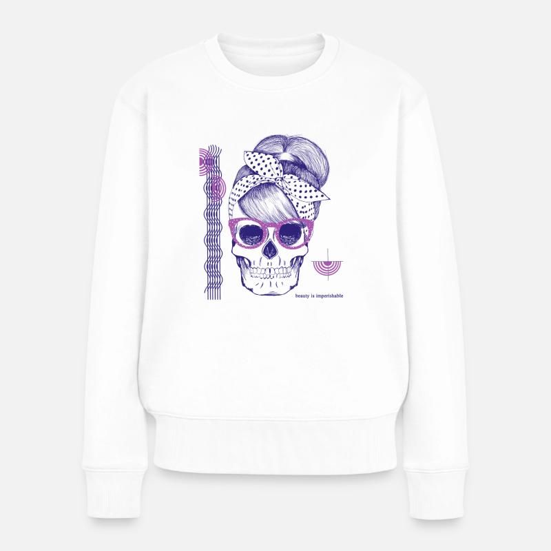 Pink - Frauen Premium Bio Pullover - Weiß