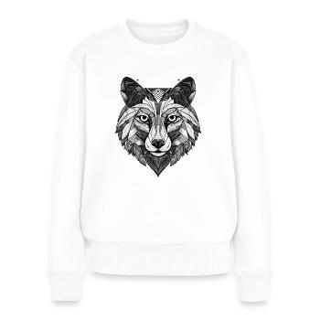 Wolf Geometrisch - Frauen Premium Bio Pullover - Weiß - Vorne - Julia (174cm)