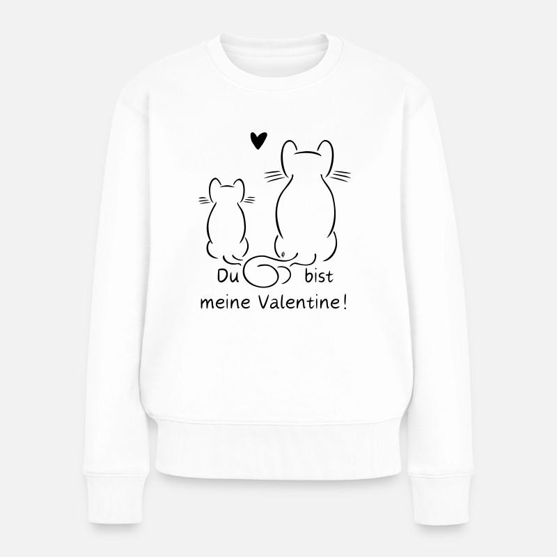 Du bist meine Valentine - Katze Miniminze - Frauen Premium Bio Pullover - Weiß