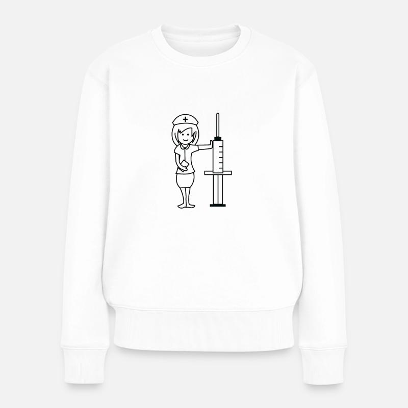 Krankenschwester Tshirt Spritze Prüfung Geschenk - Frauen Premium Bio Pullover - Weiß