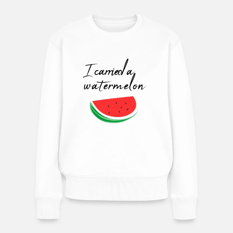 Ich habe eine Wassermelone getragen / Geschenk - Frauen Premium Bio Pullover - Weiß