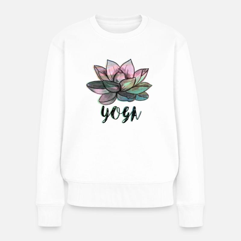Yoga Blüte - Frauen Premium Bio Pullover - Weiß