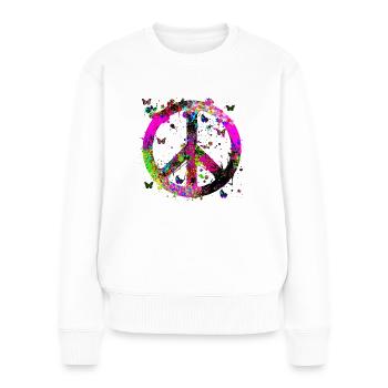 World Peace, Peace, Peace Symbol, Peace Sign, - Women's Premium Organic Jumper - white - Front - Julia (174cm)