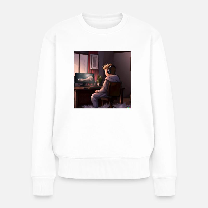 Einsamer Gamer - Frauen Premium Bio Pullover - Weiß