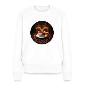 Elegantes Design für jeden Kaffeeliebhaber - Frauen Premium Bio Pullover - Weiß - Vorne - Julia (174cm)