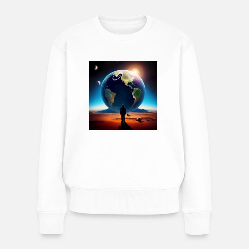 Der Mensch und die Erde - Frauen Premium Bio Pullover - Weiß
