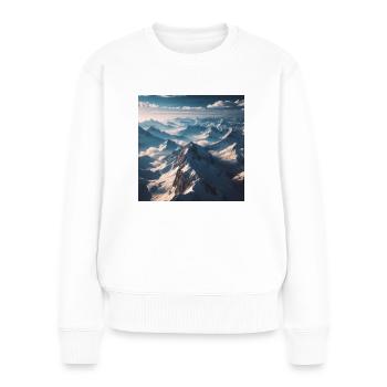 Berglandschaft über den Wolken - Frauen Premium Bio Pullover - Weiß - Vorne - Julia (174cm)