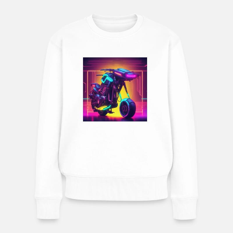 Futuristisches Motorrad - Frauen Premium Bio Pullover - Weiß