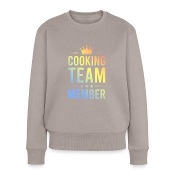 Cooking Team Bunt - Frauen Premium Bio Pullover - Taupe - Vorne - Julia (174cm)