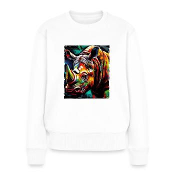 Nashorn Portrait - Frauen Premium Bio Pullover - Weiß - Vorne - Julia (174cm)