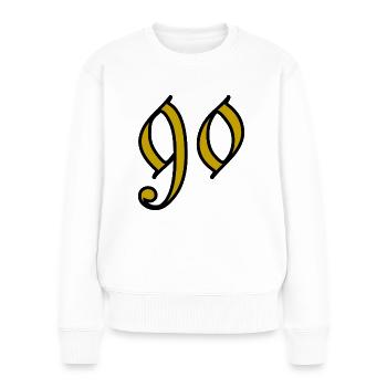 90. 90 JAHRE. 90. JAHRESTAG. 90-JÄHRIGES JUBILÄUM. - Frauen Premium Bio Pullover - Weiß - Vorne - Julia (174cm)
