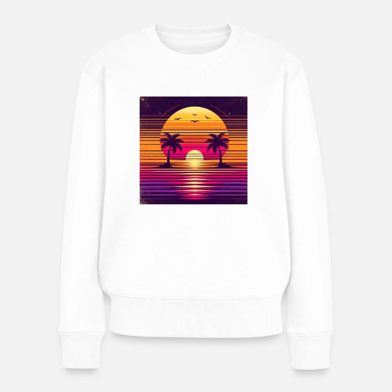 Vibrant Sunset Bliss - Frauen Premium Bio Pullover - Weiß