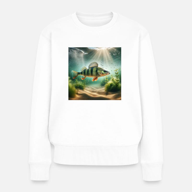Fisch, Barsch - Frauen Premium Bio Pullover - Weiß