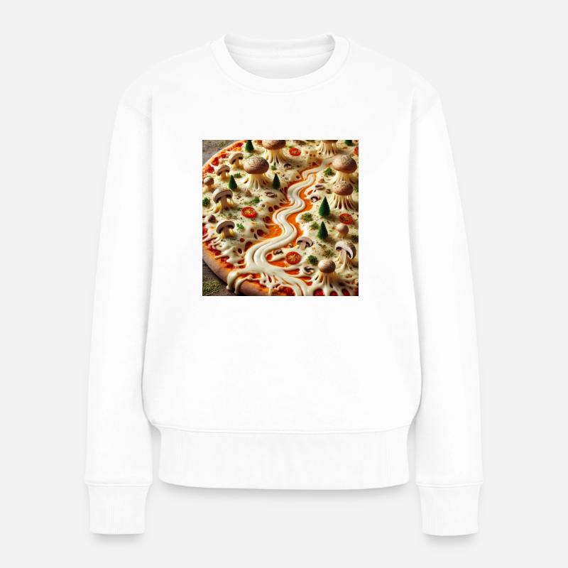 Pizza - Frauen Premium Bio Pullover - Weiß