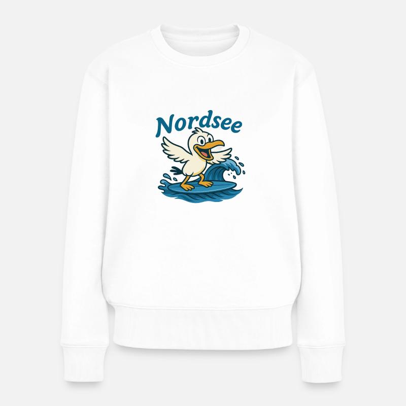 Nordsee - Frauen Premium Bio Pullover - Weiß