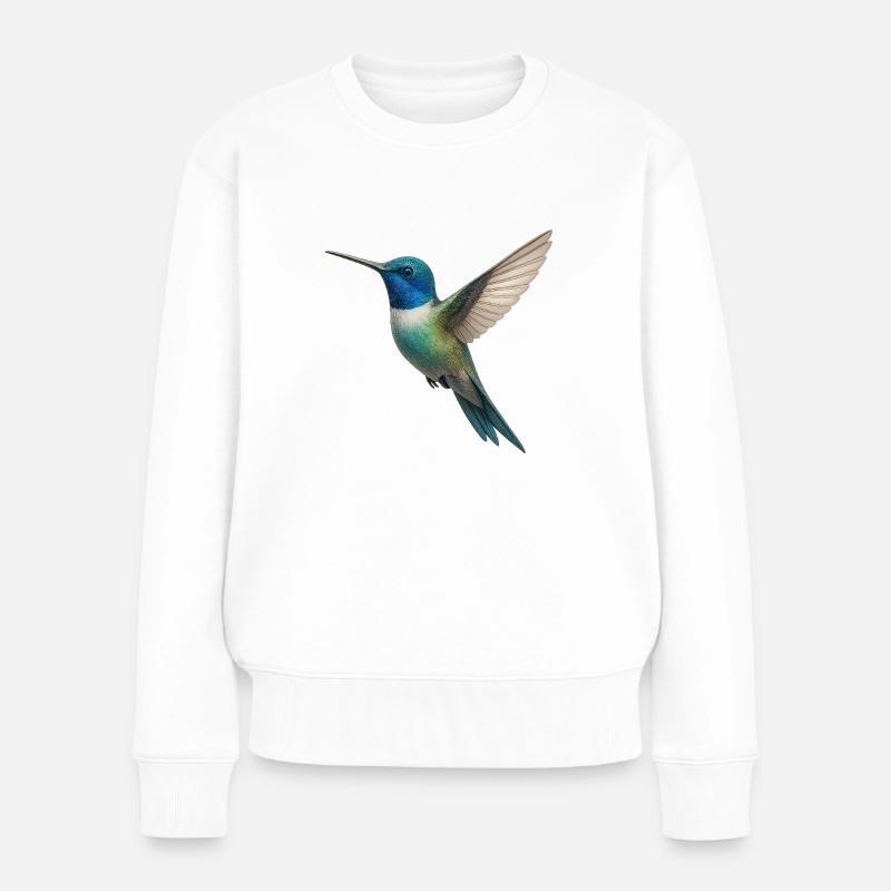 Kolibri – Leichtigkeit in Farben - Frauen Premium Bio Pullover - Weiß