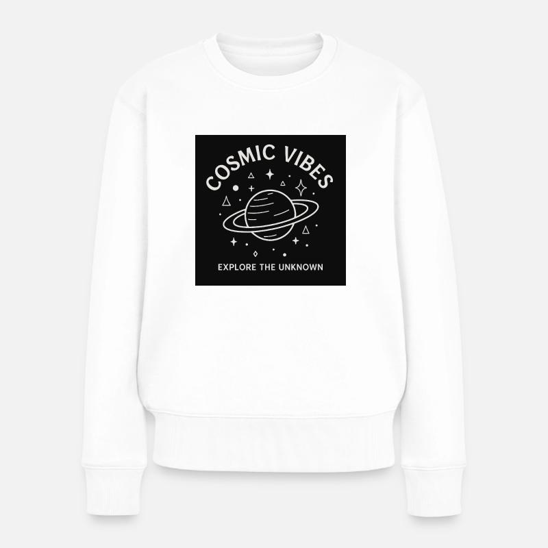 COSMIC VIBES – Unisex Design - Frauen Premium Bio Pullover - Weiß