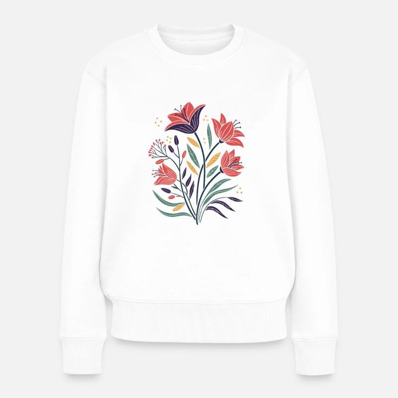 Fleurs - Printemps - Été - Fleurs - Pull Premium bio Femme - blanc