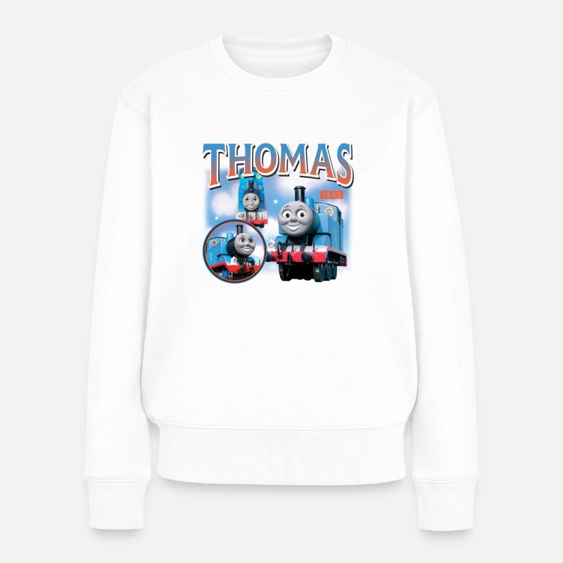 Thomas & Friends™ Design Mit Thomas - Frauen Premium Bio Pullover - Weiß