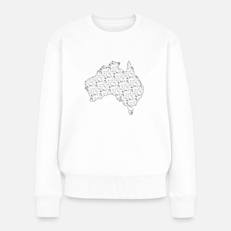 Landkarte von Australien mit Tiermuster - Frauen Premium Bio Pullover - Weiß