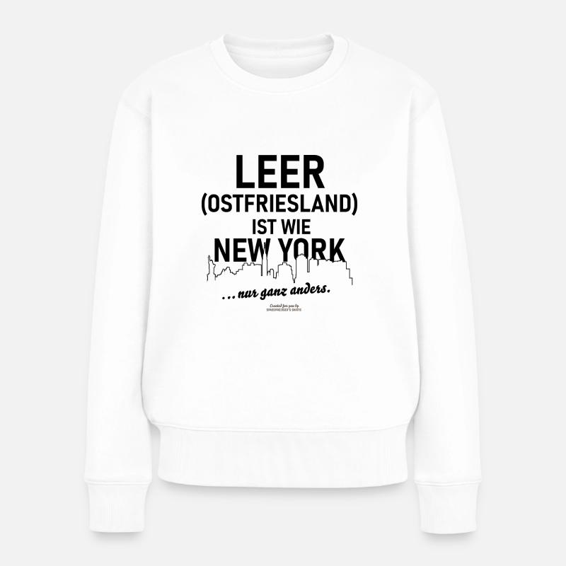 Leer ist wie New York - Frauen Premium Bio Pullover - Weiß