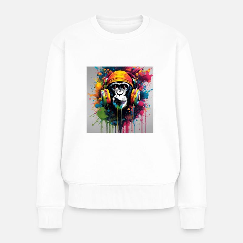 Ein wunderschönes Porträt mit Musik - Frauen Premium Bio Pullover - Weiß