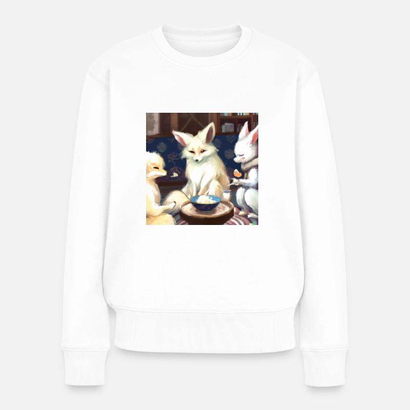 Fennek Wüstenfuchs - Frauen Premium Bio Pullover - Weiß
