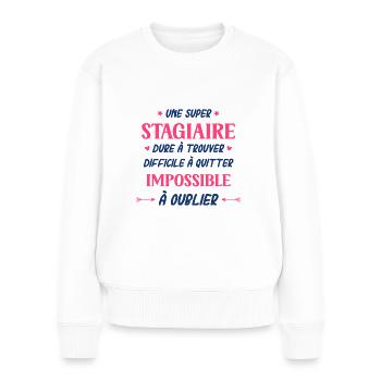 Une super Stagiaire - Pull Premium bio Femme - blanc - Devant - Julia (174cm)