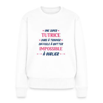 Une super tutrice - Pull Premium bio Femme - blanc - Devant - Julia (174cm)
