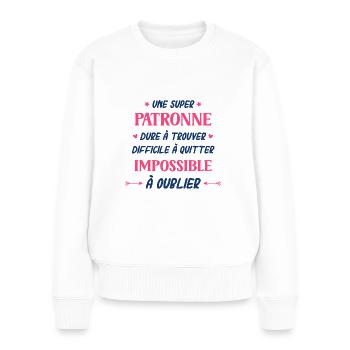 Une super patronne - Pull Premium bio Femme - blanc - Devant - Julia (174cm)