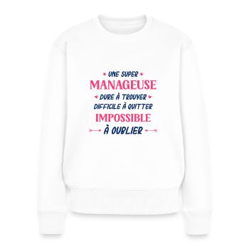 Une super manageuse - Pull Premium bio Femme - blanc - Devant - Julia (174cm)