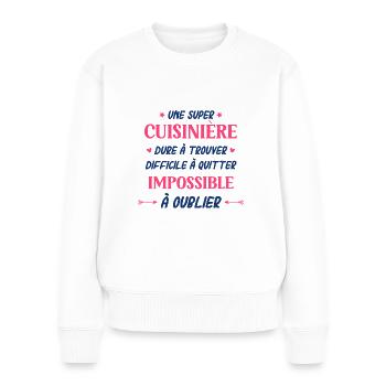 Super cuisinière - Pull Premium bio Femme - blanc - Devant - Julia (174cm)