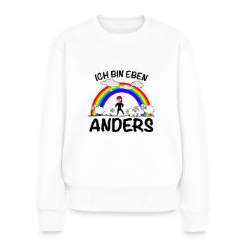 Ich bin eben anders als andere - Frauen Premium Bio Pullover - Weiß - Vorne - Julia (174cm)