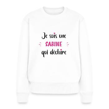 Je suis une sabine qui déchire - Pull Premium bio Femme - blanc - Devant - Julia (174cm)