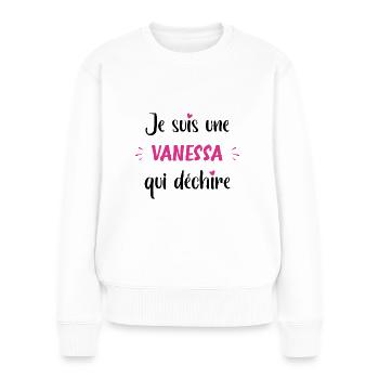 Je suis une vanessa qui déchire - Pull Premium bio Femme - blanc - Devant - Julia (174cm)