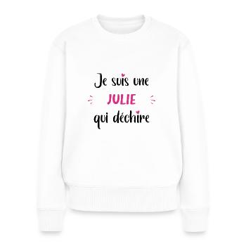 Je suis une julie qui déchire - Pull Premium bio Femme - blanc - Devant - Julia (174cm)