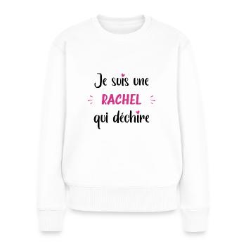 Je suis une rachel qui déchire - Pull Premium bio Femme - blanc - Devant - Julia (174cm)