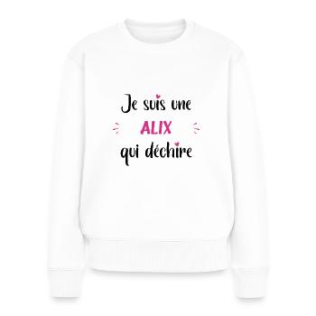 Je suis une alix qui déchire - Pull Premium bio Femme - blanc - Devant - Julia (174cm)