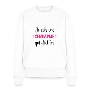 Je suis une gendarme qui déchire - Pull Premium bio Femme - blanc - Devant - Julia (174cm)