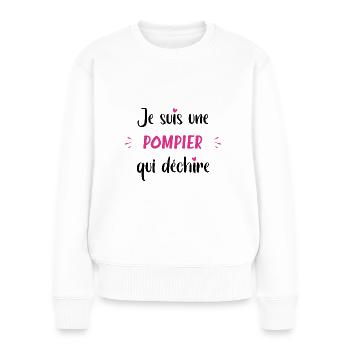 Je suis une pompier qui déchire - Pull Premium bio Femme - blanc - Devant - Julia (174cm)