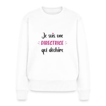 Je suis une directrice qui déchire - Pull Premium bio Femme - blanc - Devant - Julia (174cm)
