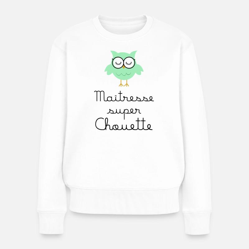 Maîtresse super chouette lunettes - Pull Premium bio Femme - blanc