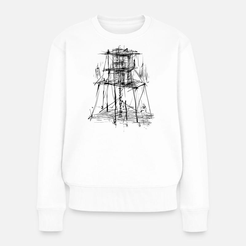 Architektur Turm - Frauen Premium Bio Pullover - Weiß