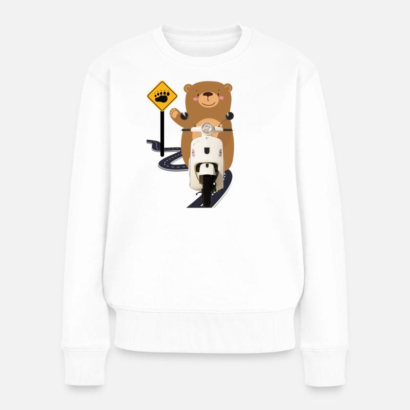 Ours brun cyclomoteur - Pull Premium bio Femme - blanc