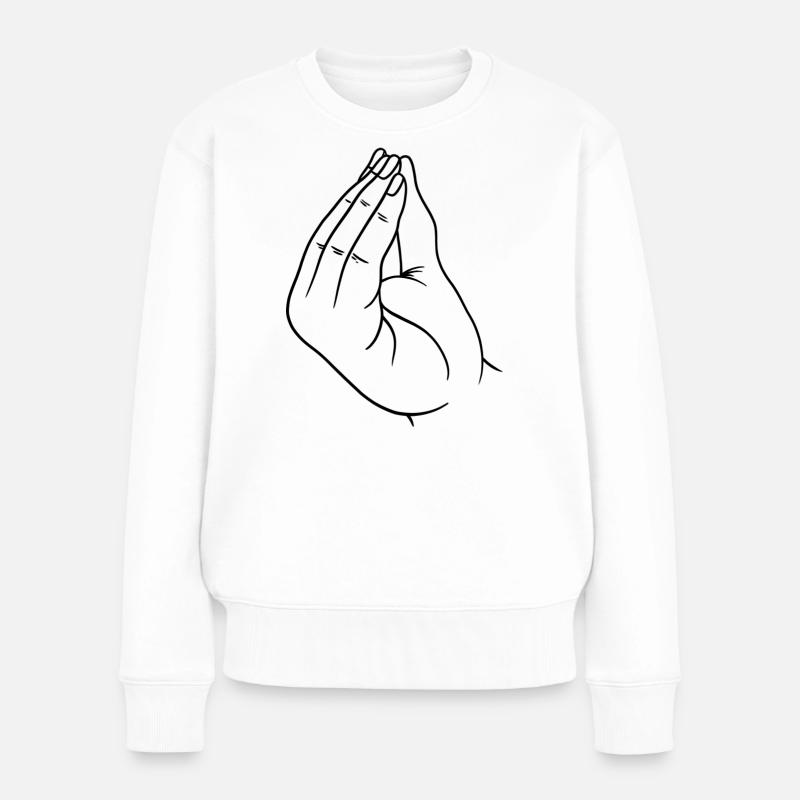 Italienische Handgeste - Frauen Premium Bio Pullover - Weiß